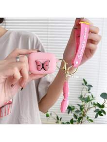 1件組可愛女士卡通矽膠蝴蝶保護殼附鑰匙圈 - 珊瑚粉 - 查看 5