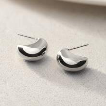 Luxury 925 Sterling Silver 18K Gold Plated Bean-Shaped Women's Stud Earrings - Bean-shaped - View 8