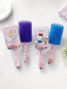 1件 MINISO Hello Kitty 亮片流體沙發梳，可愛泰迪熊漂浮亮片氣墊按摩梳，適合返校季，女性運動後清爽護髮梳 - 彩色 - 查看 4