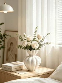 1 Handmade Bohemian-Style Decorative Vase With Wavy Pattern (Petal-Shaped Rim) – Minimalist Tabletop Home Decor, Rustic Style For Living Room Or Bedroom, Ideal Gift Choice - Multicolored. - View 6