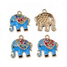 10pcs 19x17mm Enamel Elephant Charms Pendant With Zirconia Alloy Craft DIY Jewelry Making Accessories For Earrings Necklace - Elephant - View 5