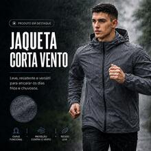 Men's Waterproof Windbreaker With Removable Hood, Sportswear For Gym Or Running - Grey - View 2