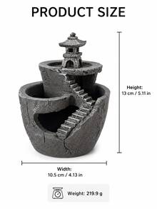 Zen Pagoda Succulent Plant Pot, Multi-Layer Mountain-Style Mini Cactus Planter, Resin Desktop Bonsai Pot, Home And Office Desk Decoration - Zen Pagoda Flower Pot - View 4