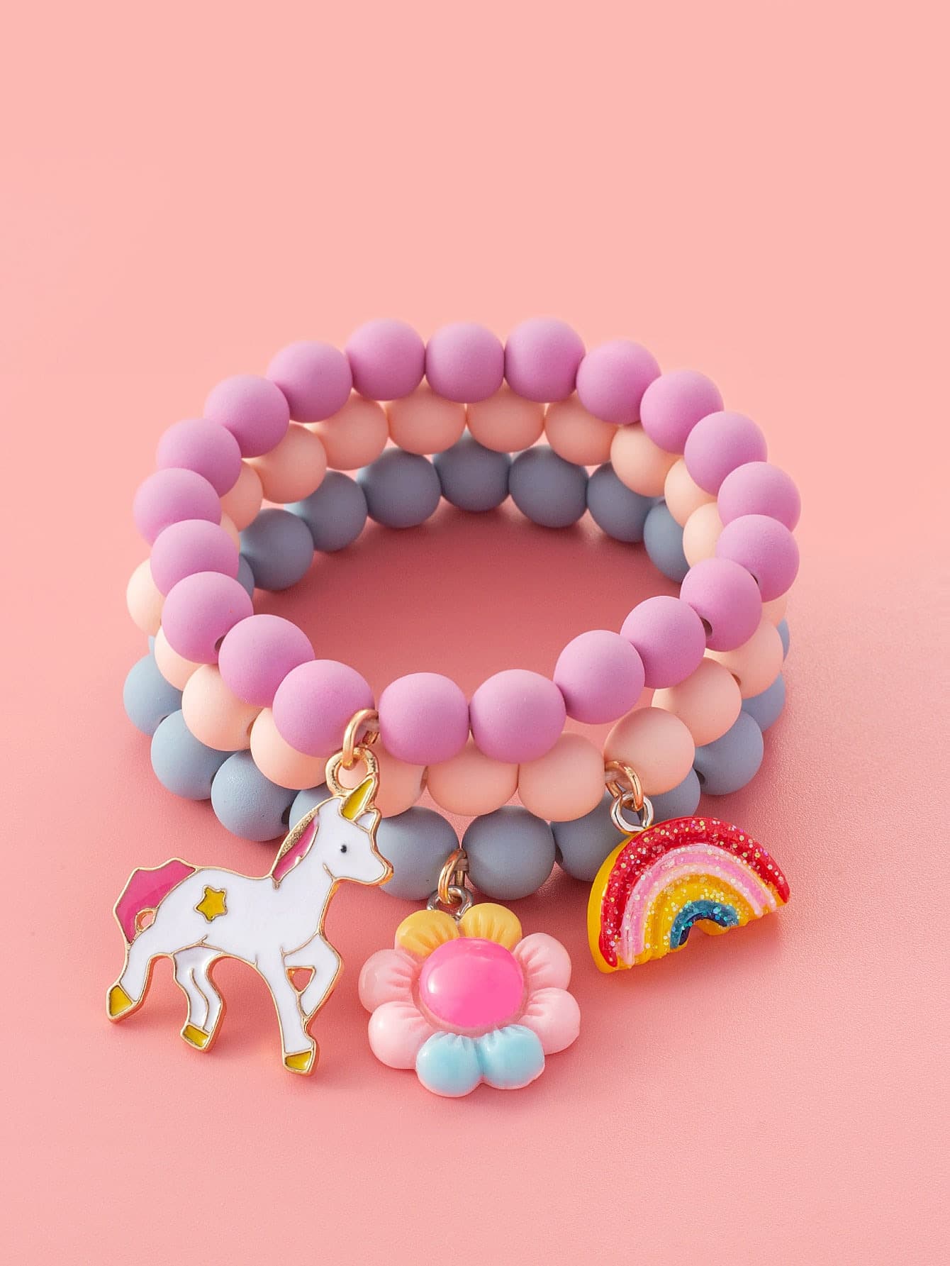 3 Stücke süße Kinder Einhorn Regenbogen Anhänger 10mm Perlenarmband Party Geschenk
