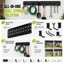 [Estantería de almacenamiento de pared de metal] Estantería de almacenamiento de pared de metal multifuncional - Estantería de almacenamiento de herramientas que ahorra espacio para herramientas y destornilladores - Perfecta para garaje, taller o almacenamiento en el hogar - Multicolor - Ver 2