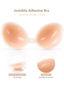 Women's Waterproof Thick Silicone Breast Petals, Small Breast Lift & Push-Up, For Wedding Photography - Pink - View 1