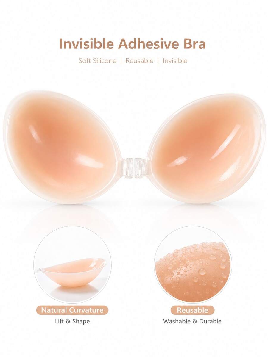 Women's Waterproof Thick Silicone Breast Petals, Small Breast Lift & Push-Up, For Wedding Photography - Pink - View 1