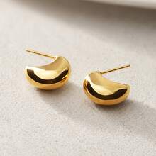Luxury 925 Sterling Silver 18K Gold Plated Bean-Shaped Women's Stud Earrings - Bean-shaped - View 6