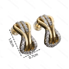 1pc Y2K Fashion Jewelry Cubic Zirconia Copper Plated 18K Gold Dual-Tone Twisted Design Copper Material Ring Minimalist Unisex High-End Luxury Commute Date Versatile Accessory Daily Wear Fade-Resistant - Yellow Gold - View 4