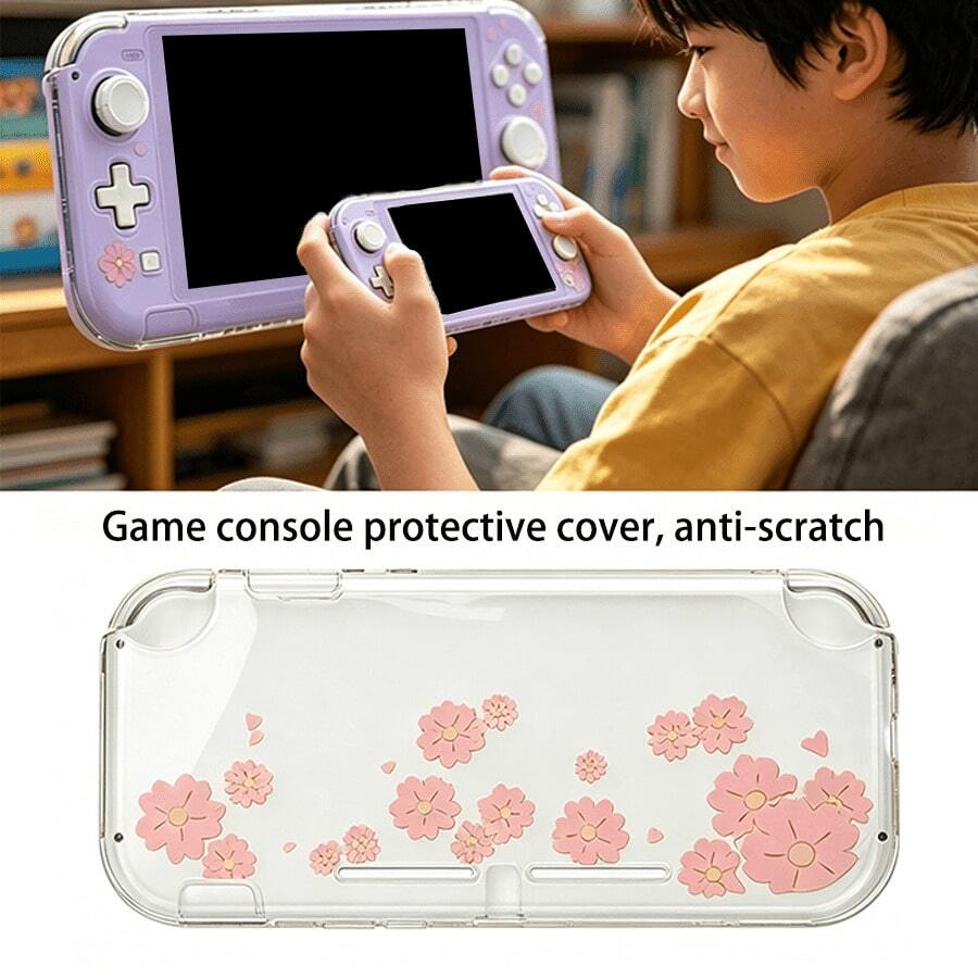 Switch Lite / NS Lite 主機透明水晶保護殼,貓爪與櫻花圖案,全包覆防摔防刮耐磨,輕巧便攜遊戲主機保護配件 - 查看 1