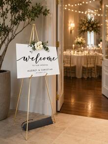 Golden Portable Wedding Sign Easel Stand, Foldable Tripod Display Holder For Art & Events - 1PC - View 4