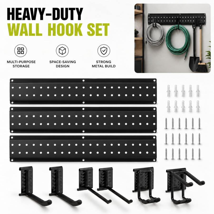 [Estantería de almacenamiento de pared de metal] Estantería de almacenamiento de pared de metal multifuncional - Estantería de almacenamiento de herramientas que ahorra espacio para herramientas y destornilladores - Perfecta para garaje, taller o almacenamiento en el hogar - Multicolor - Ver 1