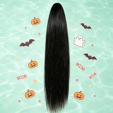BINF Straight Claw Clip On Ponytail Hair Extensions 8-26 Inch Heat Resistant Human Hair Pony Tail Hair 1 Piece For Women Daily Party Easy Change Hair Style - Natural Black - View 3