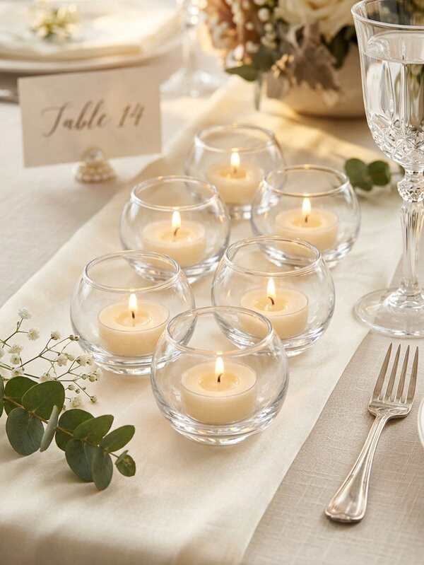 Wedding Candle Holder, High-End Transparent Glass Centerpiece, Suitable For Engagement Party, Bridal Shower, Tabletop Decor And Romantic Dinner Setting