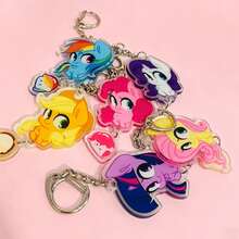 1pc My Little Pony Acrylic Keychain, Cute Pinkie Pie Fluttershy Twilight Rarity Dash Bag Charm, Cartoon Pendant, Xmas Halloween Gift For Girls Fans - Multicolor - View 2
