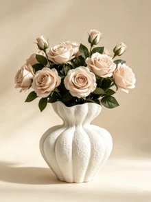 1 Handmade Bohemian-Style Decorative Vase With Wavy Pattern (Petal-Shaped Rim) – Minimalist Tabletop Home Decor, Rustic Style For Living Room Or Bedroom, Ideal Gift Choice - Multicolored. - View 9