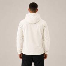 Men's Waterproof Windbreaker With Removable Hood, Sports Jacket For Gym Or Running - 米白色 - 查看 3