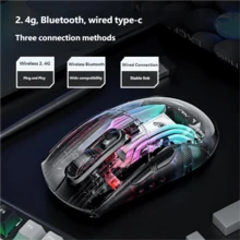 AULA SC630Pro Transparent Wireless Mouse Tri-Mode 2.4G Bluetooth Wired Gaming Mouse With Magnetic Charging Dock RGB Backlight Original AULA Office Game Mouse - View 6