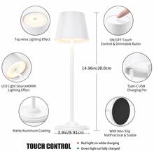 Wireless Touch Sensor LED Desk Lamp With USB Charging Port, Touch Switch - Sensitive Finger Sensing, 3-Color Light Modes, Multiple Brightness, Portable Night Light, Detachable - 2 Heights, Suitable For Home, Office, Outdoor And Restaurant - Modern Design - 檯燈 - 查看 8