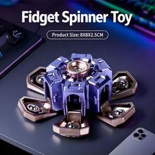 Explosive Shell Fingertip Spinner Metal Alloy Stress Relief Toy Creative Decompression Gadget EDC Portable Mechanical Style Finger Spinner Gray Purple/Gold Blue/Gray Red/Purple Gold 4 Colors Available Birthday Gift - Multicolor - View 14