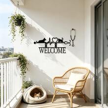 1pc Medical Art 15.75 Inch, 2D Iron Art Decor, Vintage Iron Art Veterinarian Wall Decor Heart-Shaped Design Cat & Dog Welcome Sign, All-Season Pet Clinic Decoration, Perfect Gift For Veterinarians And Graduates, Unique Creative Gift, Wall Sculptures - A - View 8