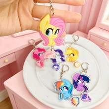 1pc My Little Pony Acrylic Keychain, Cute Pinkie Pie Fluttershy Twilight Rarity Dash Bag Charm, Cartoon Pendant, Xmas Halloween Gift For Girls Fans - Multicolor - View 4