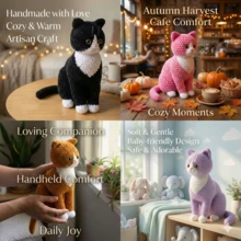 4 Colors Optional Large Cat Crochet Set, DIY Knitting Needle Handmade Combination Kit, Includes Yarn Accessories And Diagram, Beginner Crochet DIY Material Pack, Cute Cat Combination Knitting Handmade Set, With Step-By-Step Video Tutorial And Instruction Manual - C-Multicolor Set - View 5