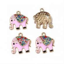 10pcs 19x17mm Enamel Elephant Charms Pendant With Zirconia Alloy Craft DIY Jewelry Making Accessories For Earrings Necklace - Elephant - View 4