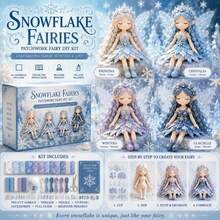 4pcs Full Set Fabric Fairy Doll Material Kit, Standard Size No-Cut Patchwork Fairy Doll Set, Forest Fairy Tale Style, Multi-Color Ocean Pumpkin Floral Butterfly Embroidery 3D Wings, With Tutorial, Needle, Thread, Stuffing, Complete Sewing Gift Box - Multicolor - View 1
