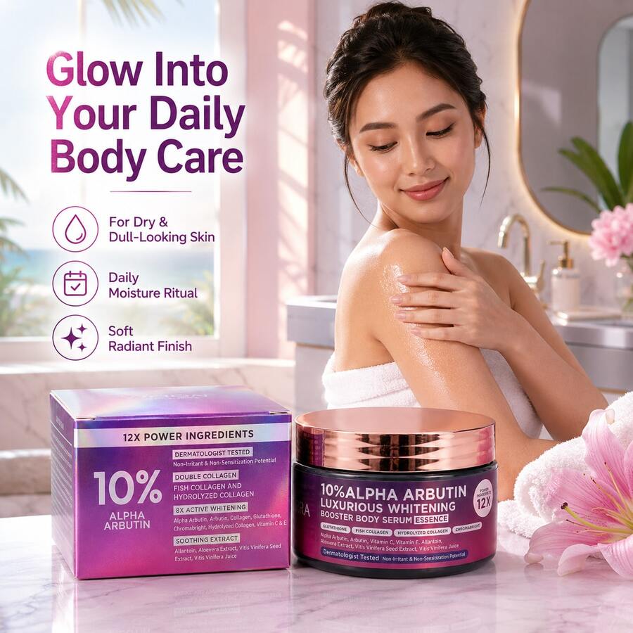 10% α-熊果苷強化身體精華液,保濕滋潤,12倍強效美白身體乳液,適用於黑斑、膝蓋與手肘,亮白光澤霜 250ml - Glutathione - 查看 1
