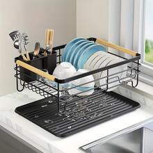 Space-Saving Dish Drying Rack With Drip Tray And Utensil Holder - Multi-Functional Kitchen Storage Rack For Bowls, Plates, Knives, Forks And Chopsticks, Kitchen Countertop Dish Drying Rack - View 4
