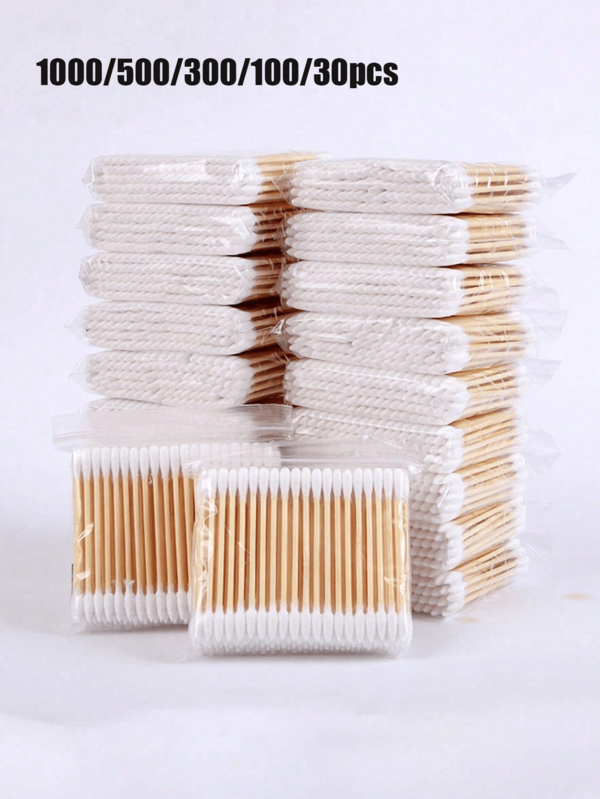 30/100/300/500/1000pcs Premium Double-Ended Swabs, Beauty Salon Swabs, Cosmetic Wooden Swabs, Beauty And Personal Care Swabs, Round Disposable Ear Cleaning Swabs For Home Use, Makeup Pad Swabs Suitable For Ear And Nose Cleaning, Multi-Purpose Beauty And Cleaning Tools, High-Quality Beauty Tools, Cleaning Ears, Eyeliner, Nail Polish, Suitable For Makeup And Personal Care, Multi-Functional Beauty Tools, Makeup Tools, Cleaning Tools, Swabs For Home Cleaning, Makeup Removal, Ear Cleaning, Outdoor Care Tools