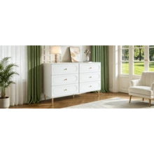 Chest Of Drawers In A Modern, Simple Style/Drawer Cabinet Made Of MDF And Chipboard/Large Chest Of Drawers With 6 Drawers, Versatile Uses/Suitable For Living Room And Bedroom - 白色 - 查看 6