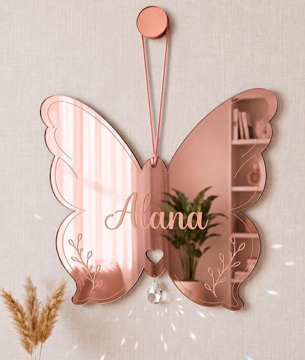 Porta Maternidade 25cm Borboleta Personalizado, Decoração, Berçario, Bebê, Menina, Quarto, Nascimento, Mãe, Presente Chá de bebê, Enxoval