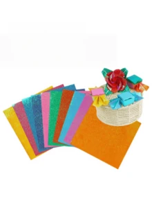 50pcs/100pcs Glitter Paper Shiny Lucky Bird Origami 3.94 X 3.94 Inch Handmade Sparkling Square Paper - Multicolor - View 2