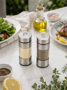 1個不鏽鋼廚房調味料容器，鹽胡椒瓶或液體調味料瓶，附透明視窗，適用烹飪、餐桌、餐廳與居家 - 銀色 - 查看 6