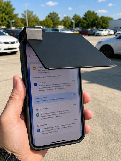 Summer Outdoor Phone Sunshade! This 3D Printed Phone Sunshade Is Specially Designed For Smartphones, Lightweight And Portable, Easy To Clip On, Can Block Sunlight And Reduce Screen Glare, Making Watching Movies, Navigation, Photography, And Watching Sports More Clear. Simple Foldable Design Takes Up Little Space, Suitable For Camping, Beach, Stadium, Parking Lot, Travel Commute And More Scenarios, Practical And Creative.
