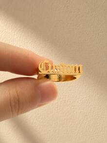 Women's Customized Stainless Steel Personalized Name Ring, Minimalist Custom Couple Ring Jewelry, With Gift Box, Summer Beach Accessory - Multicolor - View 16