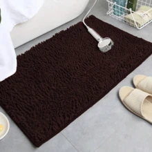 1pc Minimalist Soft Chenille Absorbent Non-Slip Bathroom Mat, Toilet Mat - Coffee Brown - View 4