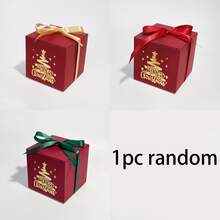 1/4/12pcs Christmas Foil-Stamped Square Boxes, Creative Candy Boxes, High-End Red Foil-Stamped Christmas Tree Gift Boxes - View 11