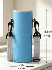 1pc Angled Bottle Sleeve, Crossbody Or Handheld, Travel Essential, Customized Travel Name Text Insulated Neoprene Bottle Holder With Adjustable Strap - Fits 12oz To 40oz Stainless Steel, Glass And Plastic Bottles - Blue - View 10
