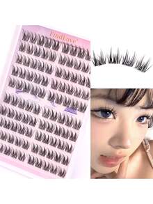 FindLove 90/100簇 C捲度自黏式假睫毛，免膠水直接貼，10-13mm 個別睫毛簇，可重複使用，自然柔軟長效，日韓風分段式假睫毛，附黏膠 - C - 查看 2