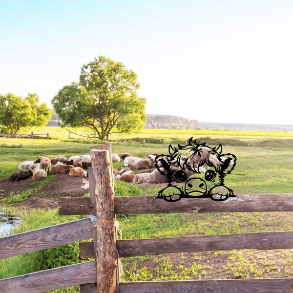 1pc Cute Metal Highland Cow Wall Art - Funny Cartoon Style Cow Head With Soft Ears And Adorable Expression - Perfect For Home, Office, Garden Or Farmhouse Decor - Ideal Gift For Animal Lovers, Great For Room Decoration