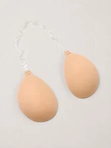 Halter Adhesive Bra For Women | Invisible Push-Up Non-Slip Breast Pads | Transparent Shoulder Strap Backless Lingerie | Apricot Seamless Comfortable Reusable - Recommended To Buy One Size Up - Apricot - View 5