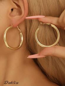 3 Pairs Women's Gold Hoop Earrings Set, Stainless Steel Hoop Earrings, Minimalist Fashion Jewelry, Suitable For Daily Wear And Party - Gold - View 2