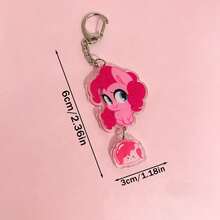 1pc My Little Pony Acrylic Keychain, Cute Pinkie Pie Fluttershy Twilight Rarity Dash Bag Charm, Cartoon Pendant, Xmas Halloween Gift For Girls Fans - Multicolor - View 3