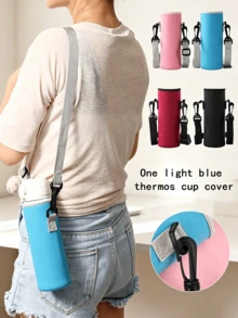 1pc Angled Bottle Sleeve, Crossbody Or Handheld, Travel Essential, Customized Travel Name Text Insulated Neoprene Bottle Holder With Adjustable Strap - Fits 12oz To 40oz Stainless Steel, Glass And Plastic Bottles - Blue - View 6