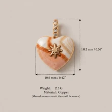 1pc Minimalist Oil Painting Style 14K Gold Plated Copper Material Pendant, Openable Oil-Filled Heart Zirconia Pendant, Women's DIY Daily Bracelet Necklace Keychain Pendant Decoration - Multicolor - View 13