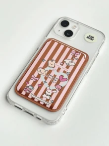 Cute Girly Sketch Style Leather Phone Card Holder Wallet For Magsafe Slim Magnetic Back Pocket Case Accessory - Multicolor - View 8