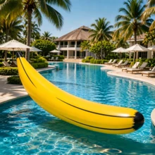 1pc Giant Inflatable Banana Balloon, PVC Material, Oversized Banana-Shaped Inflatable Decoration, Outdoor Swimming Pool Beach Party Fun Decor Prop, Suitable For Adults, Camping Picnic Party, Fun Photography Prop, Lightweight And Easy To Inflate - Multicolor - View 4